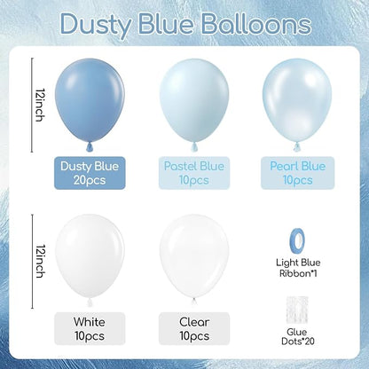 60pcs Dusty Blue Balloons 12inch - Image 2
