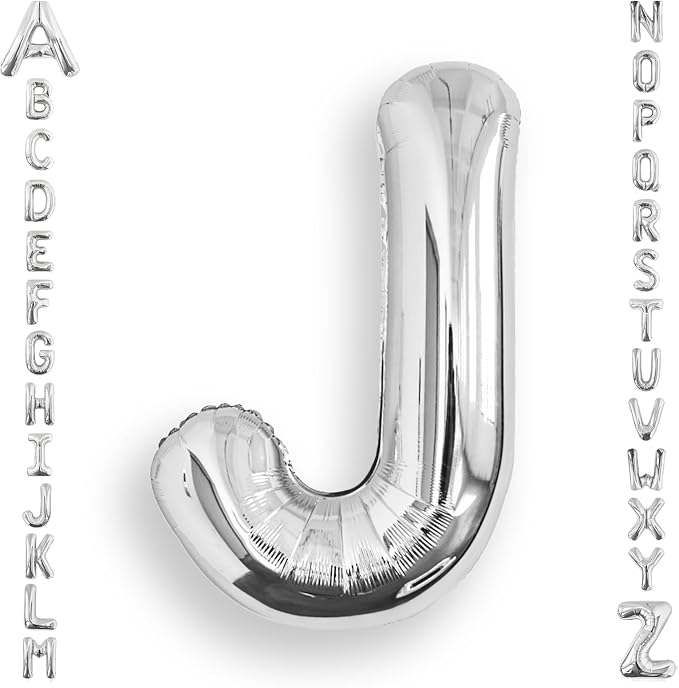 AULE 40 Inch Silver J Balloon Letter Foil A-Z Birthday Big Alphabet | Birthday by AULE