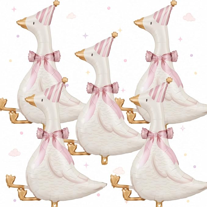 Pink Goose Foil Balloons, 30 Inch 5PCS Goose Birthday Party Decorations | Large by Paeyeq