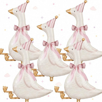 Pink Goose Foil Balloons, 30 Inch 5PCS Goose Birthday Party Decorations | Large by Paeyeq