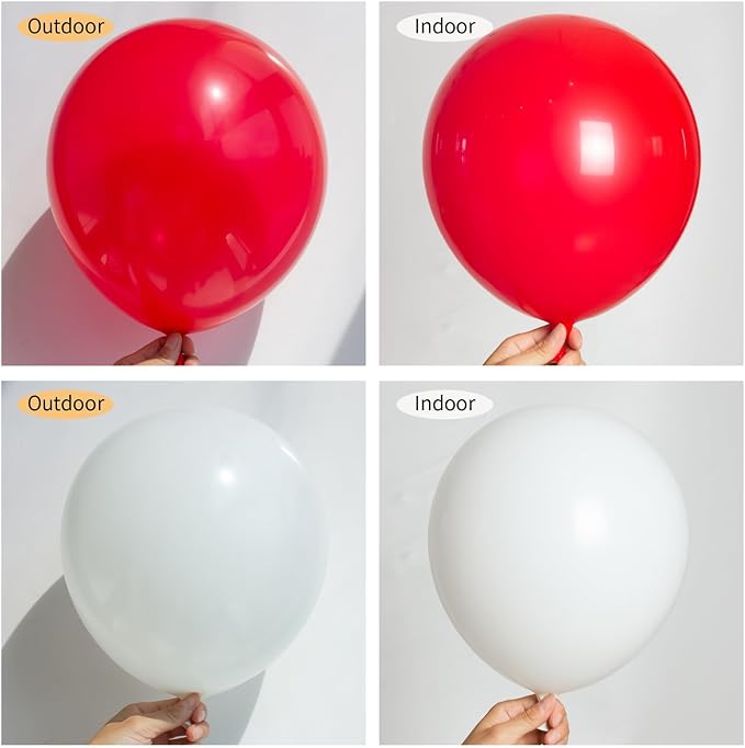 130pcs 18 12 10 5 Inch Red and White Balloons Garland Arch Kit | Different - Image 3