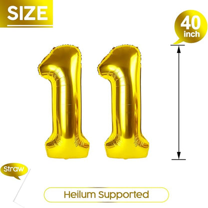 11 Balloon - Gold Birthday Number Balloons, 40 Inch Decorations Men Women | - Image 5