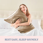 BEDELITE Satin Pillowcase for Hair and Skin, Super Soft and Cooling Similar to Silk Pillow Cases 2 Pack with Envelope Closure, Gift for Women Men(20"x36" King Size, Tawny Brown)