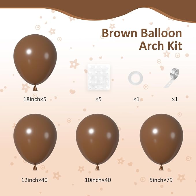 164Pcs Brown Balloons Garland Arch Kit Different Sizes | 18 12 10 5 inch Dark - Image 2
