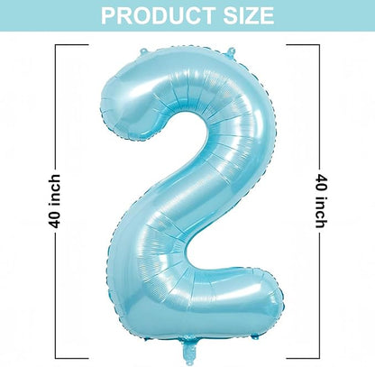 40 Inch Light Blue Number 2 Balloon | 2 Birthday Balloon - Image 2