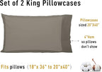 Sunflower King Pillowcases Set of 2, 100% Cotton King Size Pillow Cases 2, 20×40 inches Taupe Gray, Soft and Breathable
