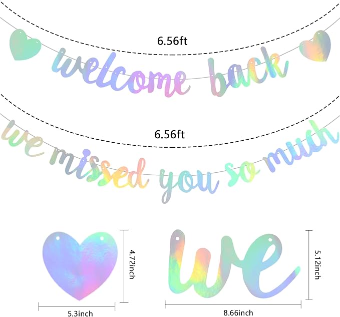 Iridescent Welcome Back We Missed You So Much Banner NO DIY | Pre-Strung - Image 3