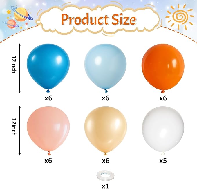Blue and Orange Fall Baby Shower Birthday Balloons Party Desorations | Pastel - Image 2