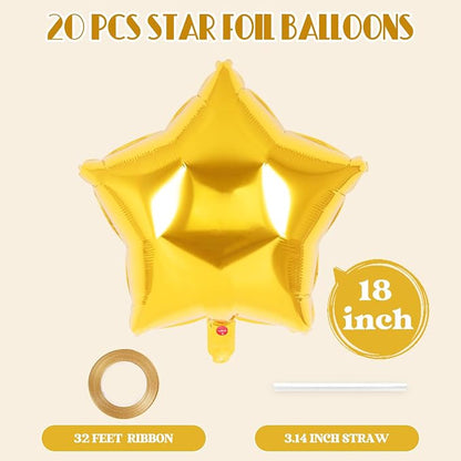 20 Pcs Star Balloons, 18 Inch Star Foil Balloons, Stars Shaped Balloon Mylar - Image 2