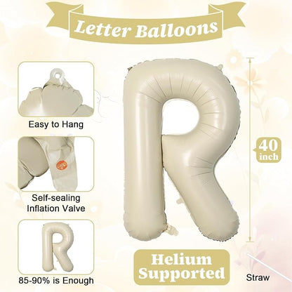 40inch Beige BRIDE Letter Balloons, Giant Cream White Sand Bride Foil Helium - Image 2