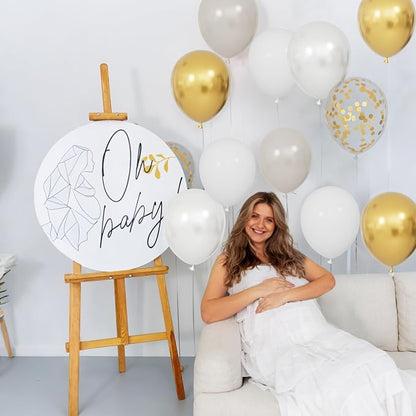 68Pcs Sand White Gold Confetti Balloons Kit 12 Inch Ballons Beige Pearl White - Image 5