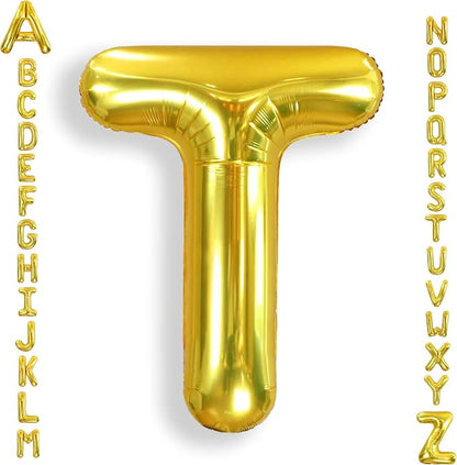 AULE 40 Inch Gold T Balloon Letter Foil A-Z Birthday Big Alphabet | Birthday by AULE