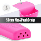 2 Pack Heat Resistant Silicone Hair Iron Mat and Pouch,Portable Travel Hair Straightener Mat and Holder for Hair Styling Tools.(Hot Pink)
