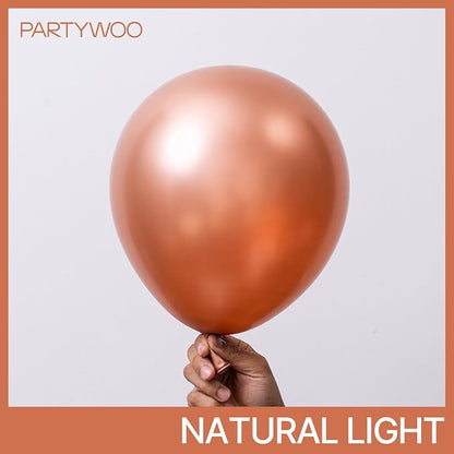 PartyWoo Rose Gold Balloons 50pcs Metallic Chrome Rose Gold Color | 12 Inch - Image 2