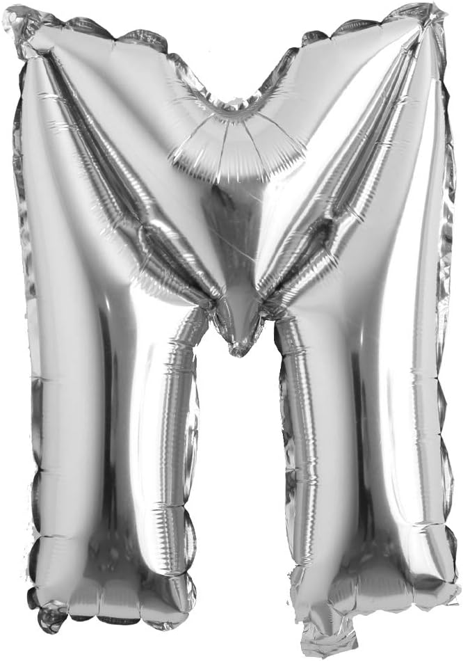 16" inch Single Silver Alphabet Letter number Balloons Aluminum Hanging Foil by REIANS