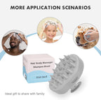 FREATECH Massager Shampoo Brush with Soft Silicone Bristles for Scalp Care, Shower Hair Scalp Scrubber Exfoliator for Dandruff Removal and Hair Growth, Wet & Dry for Men, Women and Kids, Grey