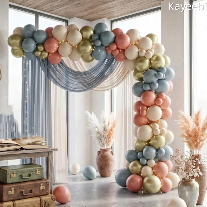 Pink Blue Gender Reveal Balloons 12 Inch Dusty Pink Blue Beige White Sand Cream - Image 2