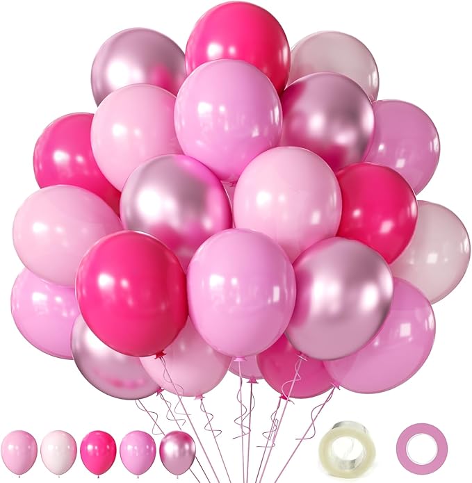 Pink Balloons Metallic Pink Balloon, Baby Shower, Galentines day Decorations by AIOZX