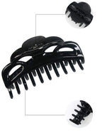 Solid Black Claw Clips for Women Large and Medium Size Neutral Butterfly Hair Clips Basic Non-Slip Hair Styling Accessories 2pcs in Set(Arc-Black)