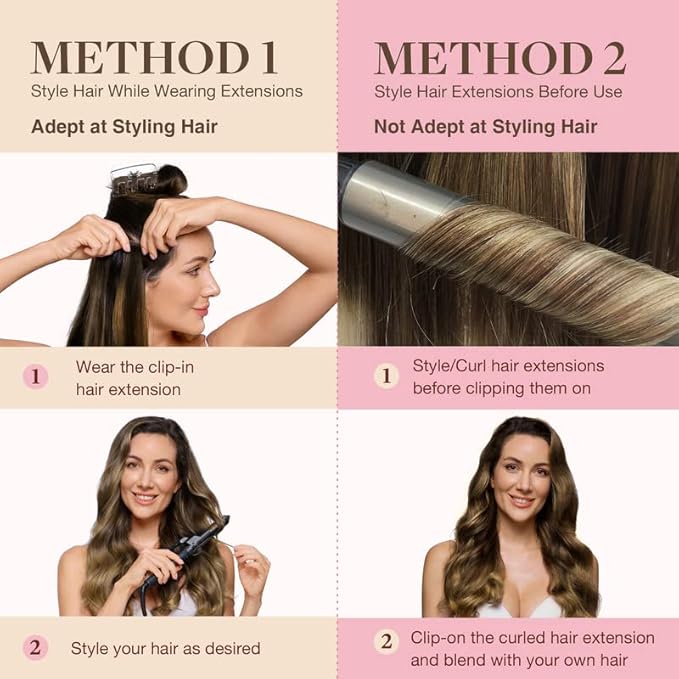 GOO GOO Clip in Hair Extensions Real Human Hair, Remy Human Hair Extensions Clip ins for Women, Natural Human Hair, 22inch 110g 7Pcs, 4/26/4 Balayage Chocolate Brown to Honey Blonde