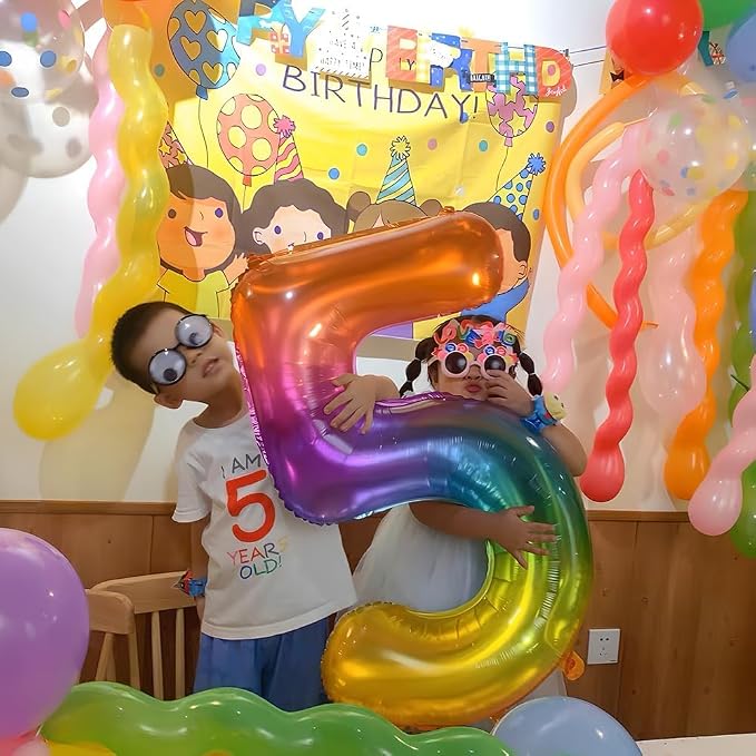 Rainbow Number 0 Balloon 40 Inch Rainbow 0 Balloon Giant Helium Foil Number 0 - Image 6