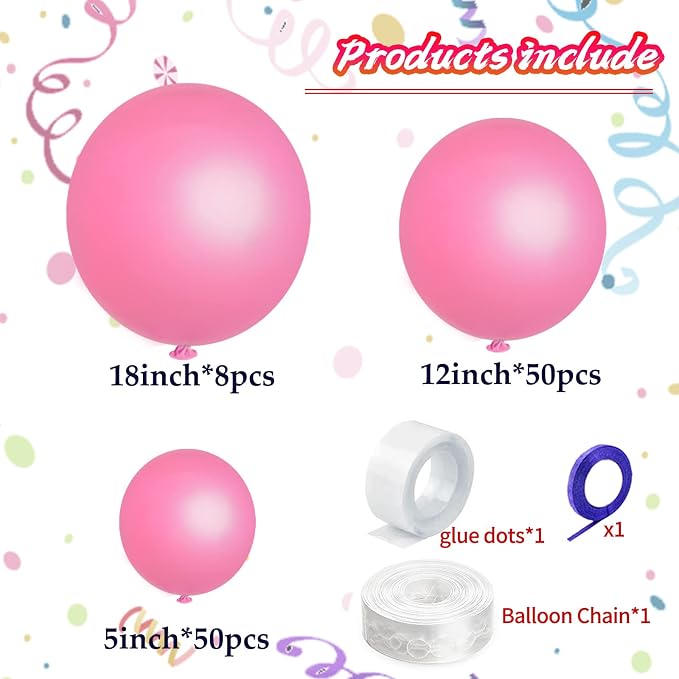 Pink Balloon Arch Kit 111Pcs 18 12 5 Inch Latex Party Balloons Garland - Image 2