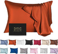 Mulberry Silk Pillowcase for Hair and Skin,King Size Cooling Silk Pillow Case with Hidden Zipper,Allergen Proof Dual Sides Soft Breathable Smooth Silk Pillow Cover for Women(King,Orange)