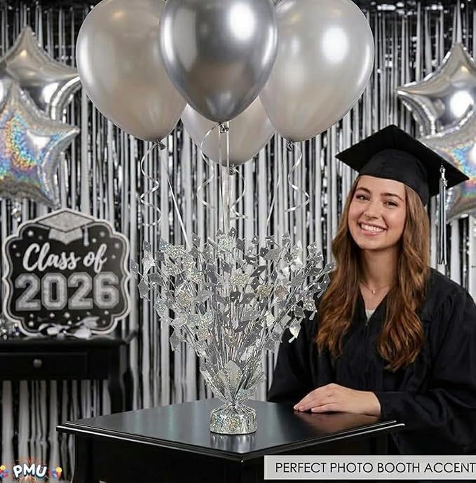 PMU 3 Pcs Silver Graduation Balloon Weights, Graduation Centerpieces - Image 2