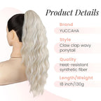 Claw Clip Ponytail Extension for Women 18 Inch Wavy Curly Fake Ponytail Clip in Hair Pieces Shoulder Length Fluffy Natural Synthetic Hairpiece for Daily Use (Light Blonde)