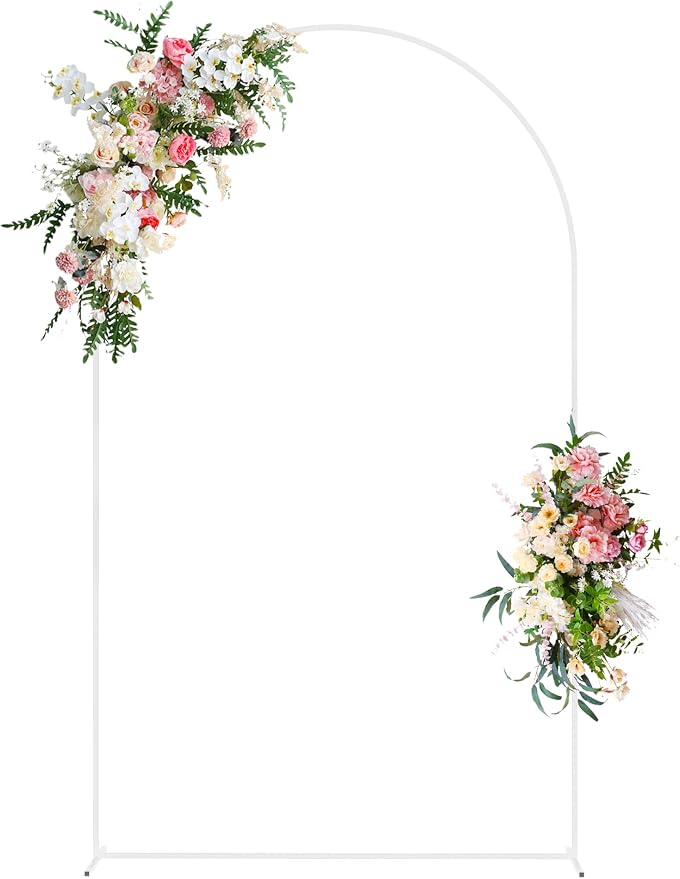 8FT Arch Backdrop Stand White Metal Wedding Arch Backdrop Stand | Metal by Wokceer