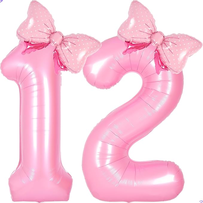 Pink 12 21 Balloon Number Pink Birthday Decorations by Unknown