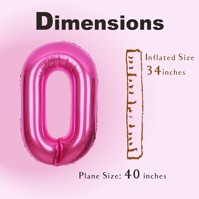 SUWEN 40 Inch Hot Pink Large O Letter Balloons Big Foil Helium Letter A-Z | - Image 4