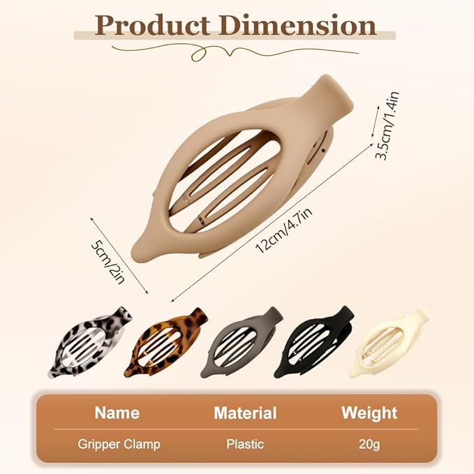 Flat Hair Clips for Women, French Hair Claw Clips for Thick, Thin, Long & Short Hair, Duck Billed Clips, No-Slip Grip Hair Styling Accessories for Women Girls Daily Use (Brown 3PCS)