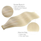 WENNALIFE Tape in Hair Extensions Human Hair, 20pcs 30g 10 inch Ombre Ash Blonde to Golden Blonde Balayage Platinum Blonde Remy Hair Extensions Straight Human Hair Tape in Extensions Tape Extensions