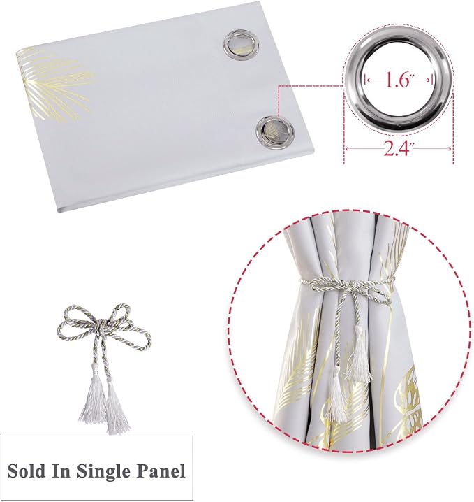 Greyish White Curtain for Dining Room 100W x 96L Inch Long Elegant Natural Palm - Image 7