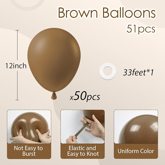 Brown Balloons 12 inch, Baby Shower, Anniversary Party Decorations - Image 2