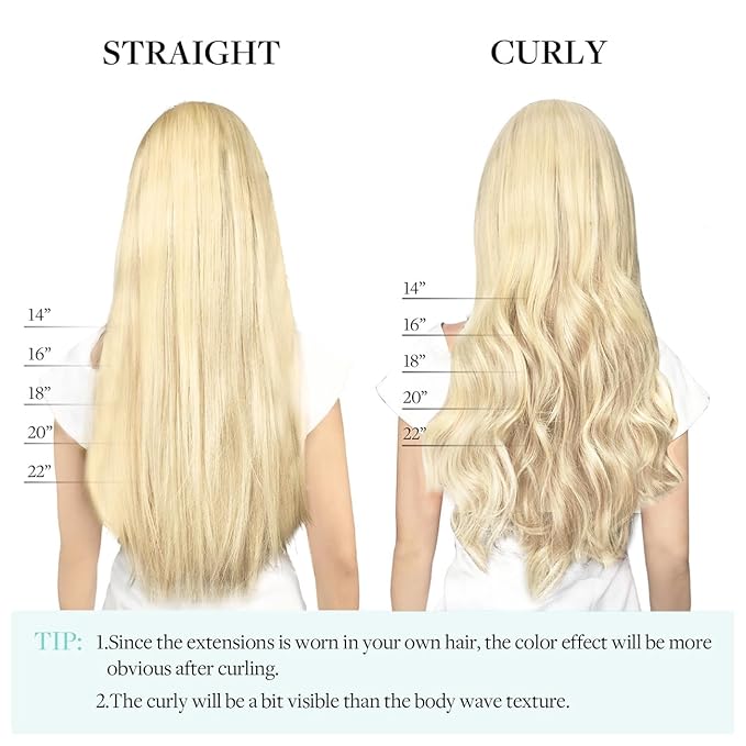 DOORES Hair Extensions Seamless Clip in Real Human Hair, Light Blonde Highlighted Golden Blonde 24 Inch 120g 7pcs, Human Hair Extensions Skin Weft Remy Straight Hair Invisi Edge Hair Extensions