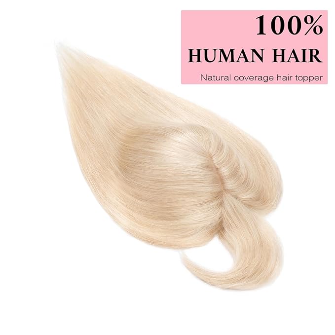 SEGO 100% Real Human Hair Toppers, with Air Bangs, Silk Base 150% Density, Clip in Topper, 2.7”x5.1”, HairPieces for Women, with Thinning/Hair Loss Cover Gray