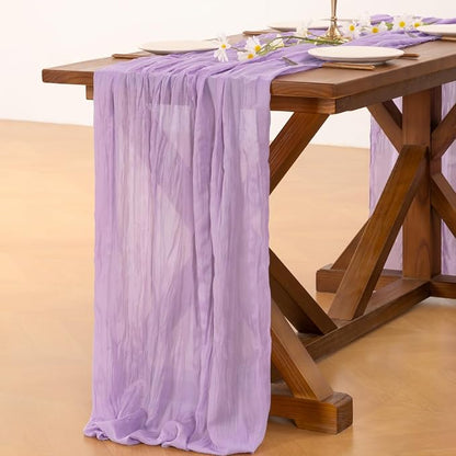 Cheesecloth Table Runner Summer Boho Wedding Birthday Party Home Decor | Lilac - Image 5