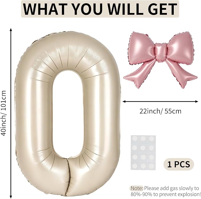 40 Inch Cream Number 0 Balloon - Image 2