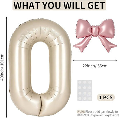 40 Inch Cream Number 0 Balloon - Image 2