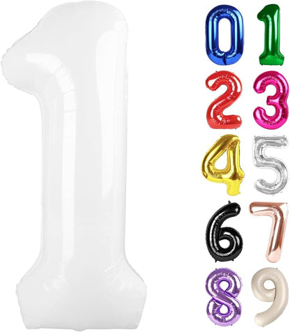 1 Balloon - White Birthday Number Balloons, 40 Inch Decorations Men Women | by ALPHADELTAPI