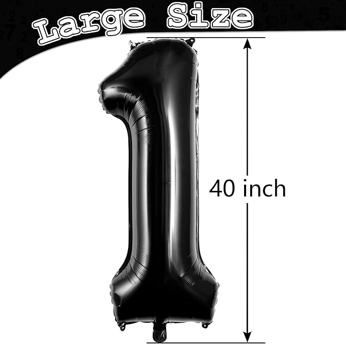 Black Number 1 Balloons 40 Inch Large Foil Balloons, Giant Number Balloon - Image 5