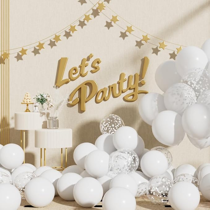 RainbowQ White Balloons 55Pcs 12 Inch Confetti Latex Helium Party Balloon | - Image 6