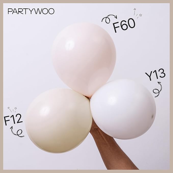 PartyWoo Beige Balloons 50pcs Boho Cream Ivory Neutral Color | 12 Inch Balloons - Image 3