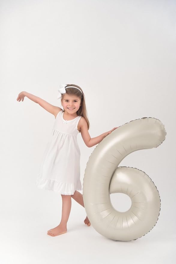 5 Number Balloons Cream 40 Inch Foil Balloon - Image 2