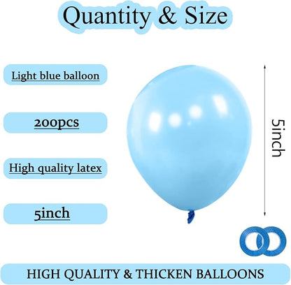 200pcs Light Blue Balloons 5 Inch, Small Mini Latex Balloons - Image 2