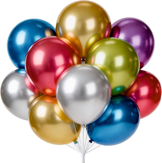 PartyWoo Metallic Balloons 20pcs 18 Inch Metallic Blue Silver Gold Purple Pink by PartyWoo