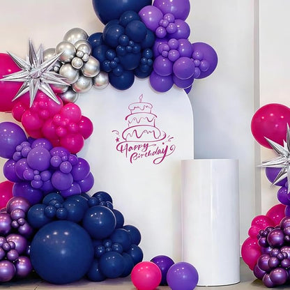 MEBAY Hot Pink Purple and Nave Blue Baloon Garland Arch Kit - Image 5