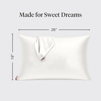 Kitsch Satin Pillowcase with Zipper for Hair & Skin, Softer Than Silk Pillow Cases Standard Size, Wrinkle-Free, Smooth and Cooling Satin Pillow Covers, 19"x26" - Ivory